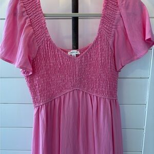 Pink August sky, short sleeve maxi dress size medium